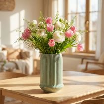 Artikel Keramik Vase mit Rillen Keramikvase Hellgrün Ø13cm H20cm