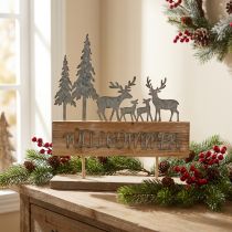 Artikel Silhouette mit Rehen, Herbstdeko zum Stellen, Willkommensschild Wald-Diorama, Weihnachten H31cm B28,5cm