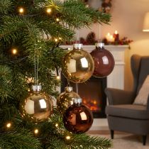 Artikel Weihnachtskugeln Gold Braun Mix Glaskugeln Ø7,5cm 12 St