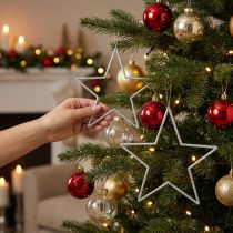 Artikel Deko Sterne Silber Christbaumschmuck Glitter 18cm 8 Stück Weihnachtsbaum Deko