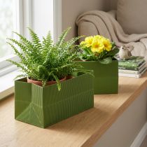 Artikel Blumenübertopf Lang Gerippt Grün Olivgrün 24x12cm 6 St