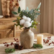Artikel Kunstblumenstrauß Grün Weiß Winterdeko 33cm künstlich