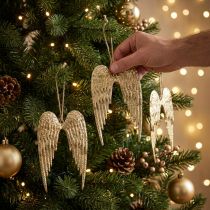 Artikel Engelsflügel Deko Anhänger Weihnachten Golden 14,5×9cm 4 St