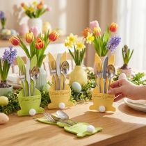 Artikel Bestecktasche Hase für festliche Tischdeko Ostern und Feierlichkeiten 26cm 4St