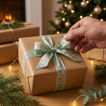 Artikel Geschenkband mit Rentieren und Tannenbäumen 40mm 18m