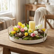 Artikel Tablett mit praktischen Griffen Vintage Look für vielseitige Dekoideen mit Blumen und Naturmaterialien 30cm