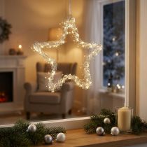 Artikel LED-Stern zum Hängen Silber Metall 70 LED Warmweiß Ø25cm