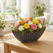 Artikel Pflanzschale mit Rillen Pflanzschiffchen Anthrazit 24cm