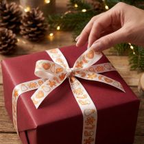 Artikel Geschenkband mit Lebkuchenfiguren Festliches Band für Weihnachtsgeschenke 25mm 18m
