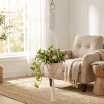 Artikel Makramee Blumenampel Boho Style Pflanztopf Holz Ø22cm