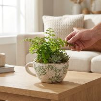 Artikel Pflanztasse Keramik mit floralem Muster Zimmerdekoration 18cm