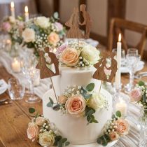 Artikel Blumenstecker Hochzeit Deko Kuchentopper Hochzeitspaar Natur 28,5cm 14St