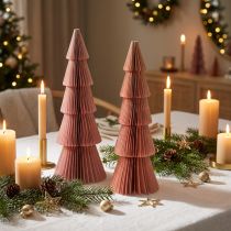 Artikel Tischdeko Tannenbaum Wabenpapier Apricot Gold H30cm 2 St