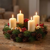 Artikel Adventskranz Tannenkranz mit natürlichen & künstlichen Zapfen Grün Türkranz Ø30cm Weihnachtsdeko
