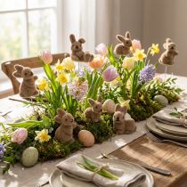 Artikel Hase beflockt am Draht Braun 4cm - 6cm 12 St