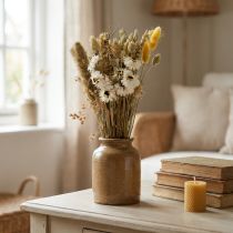 Artikel Trockenblumenstrauß Strohblumen Phalaris Weiß Gelb 30cm
