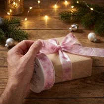 Artikel Geschenkband Sterne Weihnachtsband Rosa 25mm 20m