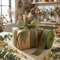 Artikel Juteband Gitterband Dekoband in Grün Olive 5cm 40m
