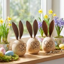 Artikel Hasen Dekofigur in Ei-Form mit Charakter für frühlingshafte und saisonale Dekoration 14cm 3St