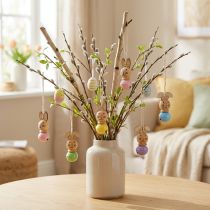 Artikel Hasen Deko Anhänger Osterdekoration aus Holz für Frühling und Osterbaum 4cm 12St