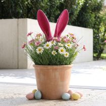 Artikel Hasen Deko Ohren Pink für Ostern Beflockt Stab H56cm