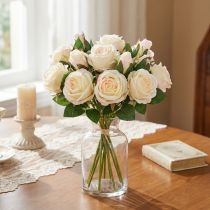 Artikel Künstliche Rosen Kunstblumen Bund Creme 36cm 12St