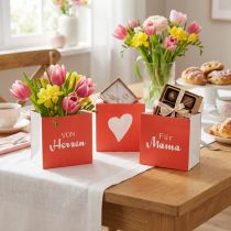 Artikel Geschenktüten Rotweiß Papiertüten mit Herz Muttertag 10,5cm 12St