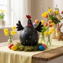 Artikel Deko Huhn Schwarz Holzdeko Henne Osterdeko Holz H13cm