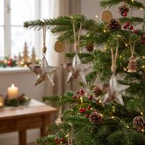 Artikel Hängedeko Deko Stern Weihnachten Metall Silber 11cm 3 St
