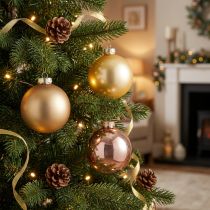 Artikel Glaskugeln Weihnachten – matt & glänzend in Gold, Rosa 7,5cm 12St
