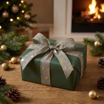 Artikel Weihnachtsband mit Sternen Band Schwarz Weiß Gold 25mm 18m