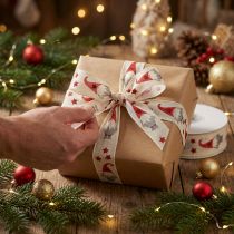 Artikel Geschenkband Weihnachtsband Wichtel Creme 25mm 20m