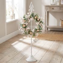 Artikel Kranzhalter Shabby Chic Weiß Kranzständer Metall 4 Haken H76cm