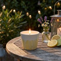 Artikel Citronella Kerze im Topf Keramik Gelb Creme Ø8,5cm