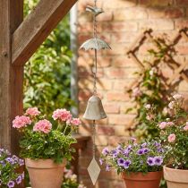Artikel Vintage Windspiel Metall Deko mit Schirm und Glocke 70cm