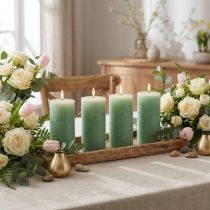 Artikel Jade Grün Stumpenkerzen durchgefärbt, Hochwertige Dekokerzen 70x120mm, Stilvolle Tischdeko und Geschenkidee, 4er Set