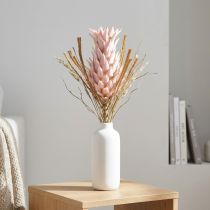 Artikel Exotische Kunstblume Rosa Große Ananasblüte 74cm