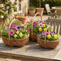 Artikel Korb Pflanzkorb geflochten Korb mit Henkel natur 33/28/22cm 3er-Set