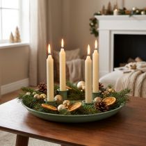 Artikel Kerzenteller Adventskranz grün mit vier Kerzenhaltern 24cm