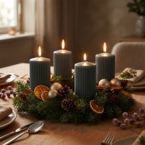 Artikel Stumpenkerzen Anthrazit Rillenkerze 70/90mm 4er Set Advent Deko