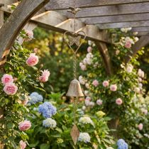 Artikel Metall Windspiel mit Herz und Glocke Gartendeko Antik 72cm