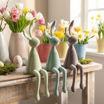 Artikel Osterhasen Deko Hasen sitzend beflockt Grün Braun 36cm 3 St