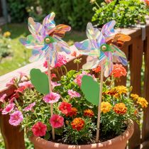 Artikel Windrad Blume mit Blatt Windmühle Irisierende Farben Ø24cm 2St