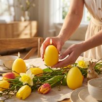 Artikel Osterei Kerze für Osterdekoration im Wohnzimmer ansprechend und perfekt für Ostern 9cm 20h 6St