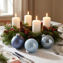 Artikel Kugel-Set in Blau/Silber – matt & glänzend, Glas-Deko für Winterfloristik 7,5cm 12St