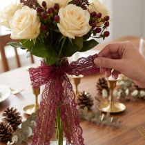 Artikel Spitzenband mit Blumen Schmuckband Bordeaux B25mm L25m