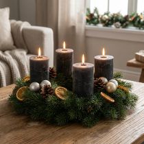 Artikel Durchgefärbte Stumpenkerzen Anthrazit 70x100mm 4er Set – Dekoration, Advent, lange Brenndauer