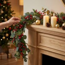Artikel Weihnachtsgirlande Tannenzweige Eukalyptus Koniferen Beeren 160cm