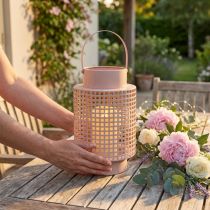Artikel Deko Laterne Rosa Windlicht Metall mit Henkel Ø18cm H29cm