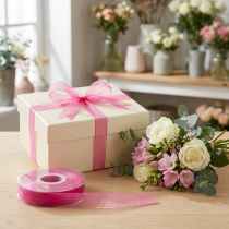 Artikel Organzaband Geschenkband Pink Band Webkante 15mm 50m